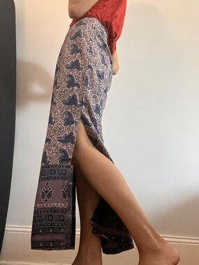 Funky People Navy and Cream Paisley Maxi Skirt